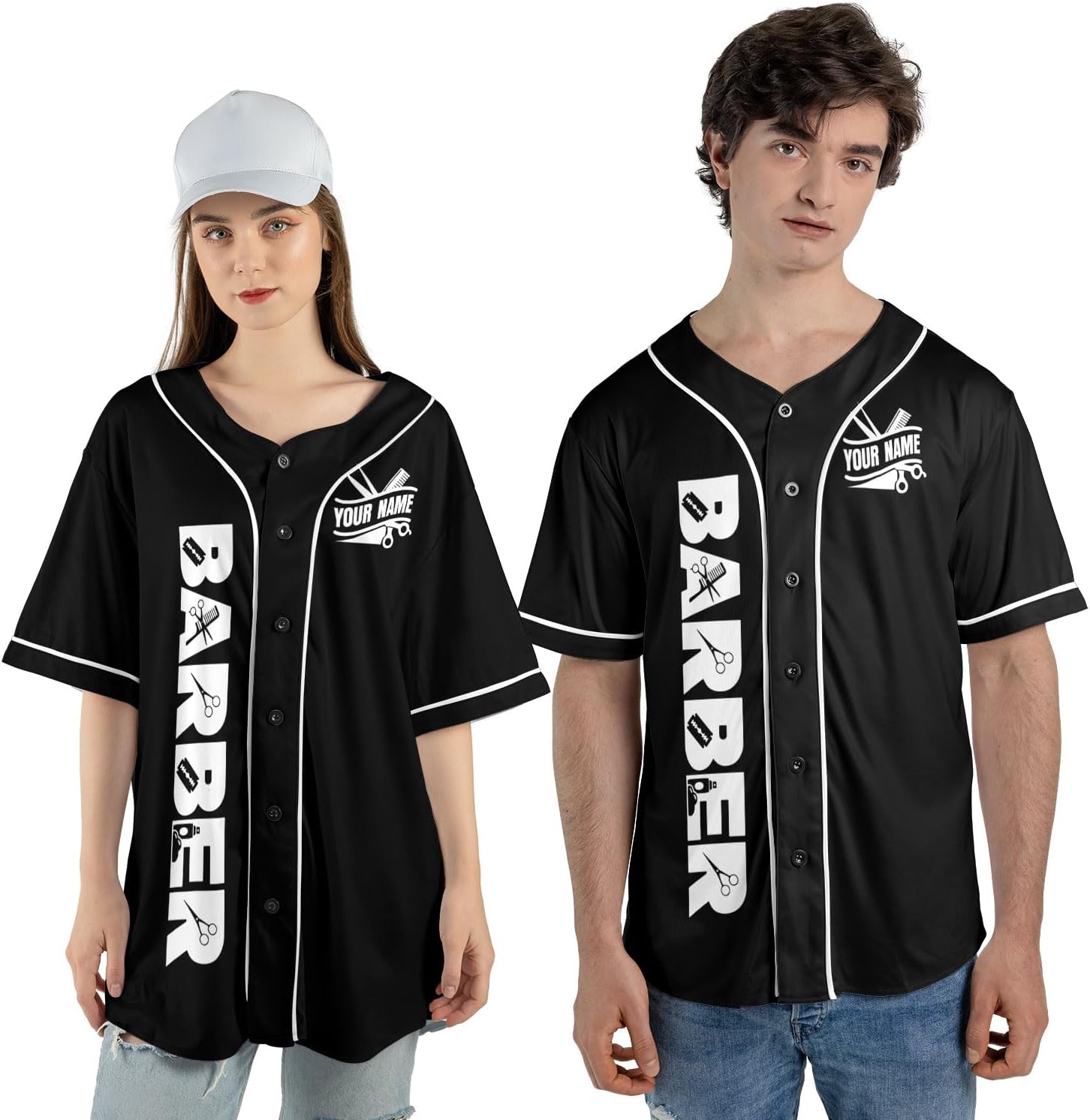 Ligthuy Personalized Baber Baseball Jersey, Hairdresser Baseball Jersey Barber Shop Life, Barber Shirts for Men and Women