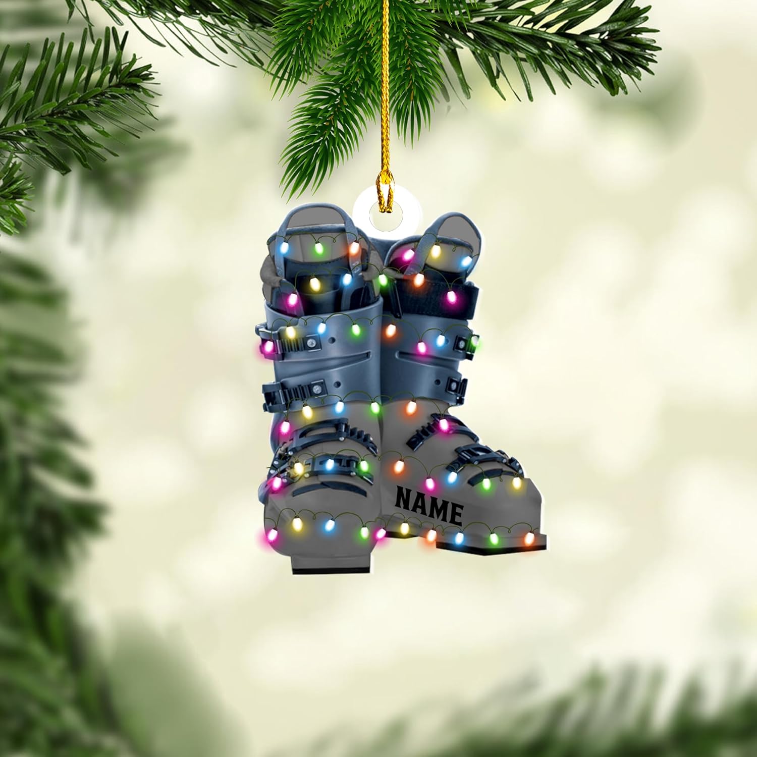 AOVL Custom Ski Ornament Skiing Christmas Ornaments Ski Christmas Tree Ornaments Ski Christmas Ornament Skier Ornaments for Christmas Tree 2024 Skiing Ornament (OSK3)