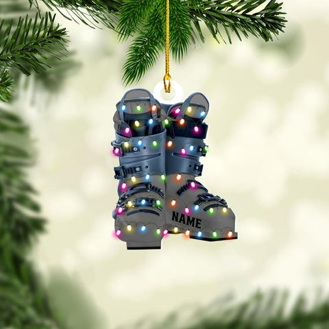 AOVL Custom Ski Ornament Skiing Christmas Ornaments Ski Christmas Tree Ornaments Ski Christmas Ornament Skier Ornaments for Christmas Tree 2024 Skiing Ornament (OSK3)