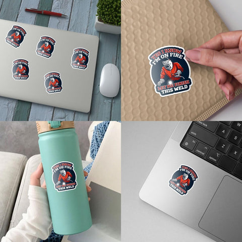 3 Pcs Yes I Know I'm On Fire Let Me Finish This Weld Sticker I Welded It Helded Sticker Welder Stickers for Men Welding Hood Welder Stickers for Laptop Water Bottle Phone Car Helmet Hard Hat Gift 3"