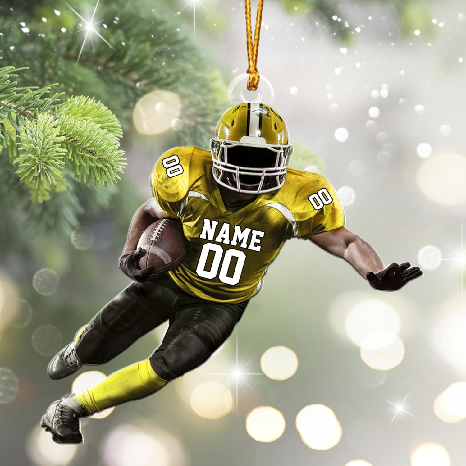 Artparel Personalized Football Ornament Customized Football Christmas Ornaments Football Ornament Christmas Hanging D��cor Gift for Football Fans Football Gifts Gift for Football (FBH 1)