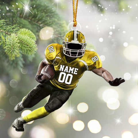 Artparel Personalized Football Ornament Customized Football Christmas Ornaments Football Ornament Christmas Hanging D��cor Gift for Football Fans Football Gifts Gift for Football (FBH 1)
