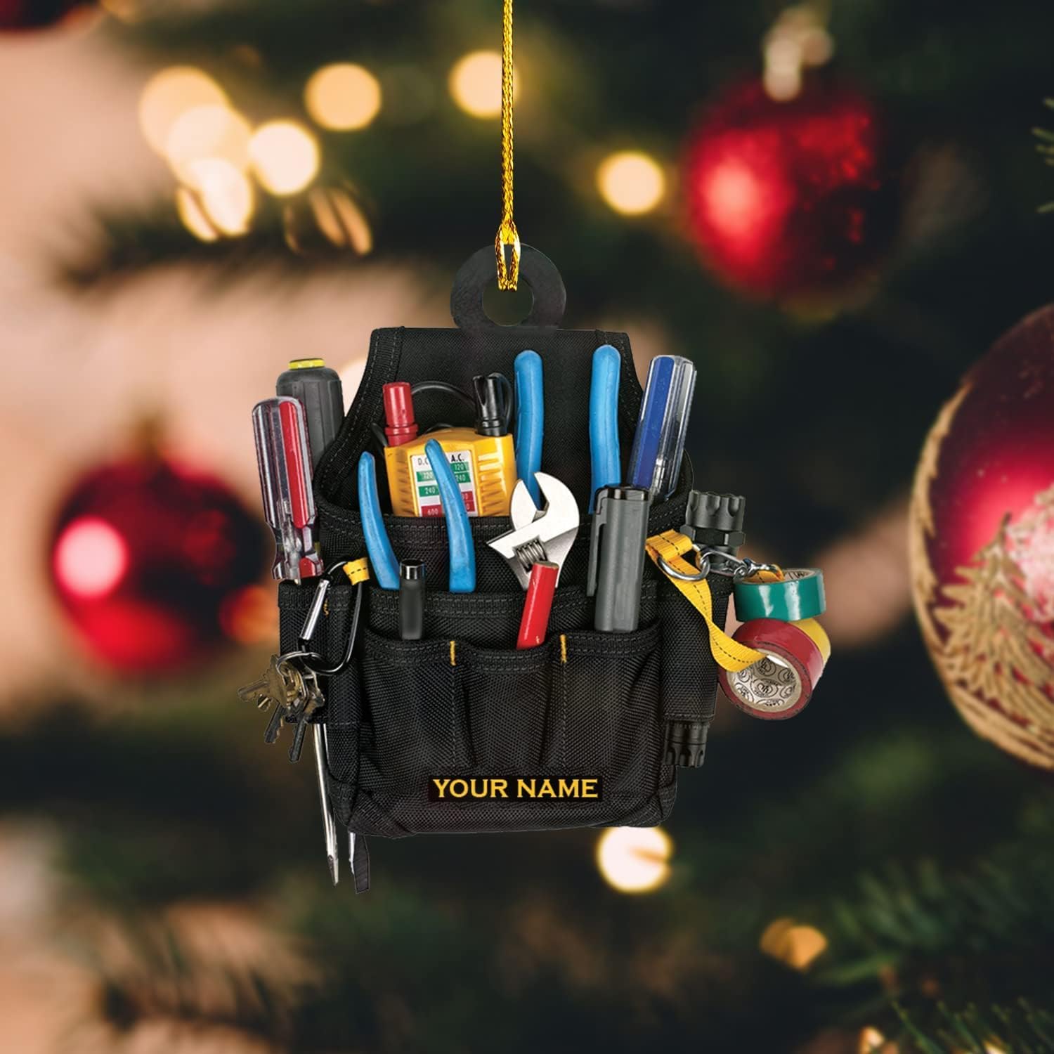 Artparel Personalized Electrician Ornament, Electrician Tool Bag Outfit Christmas Ornament, Electrician Gift Christmas Ornament, Gifts for Electrician Lovers, Electrician Outfit Christmas Ornament