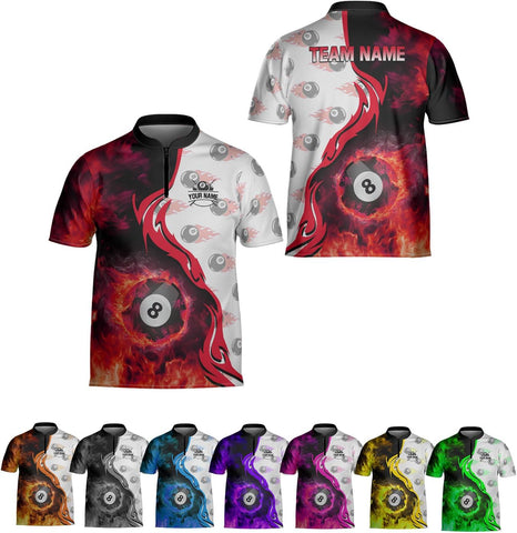 Ligthuy Personalized Billiard Jersey 3D, 8 Ball Shirt, Billiards Shirts for Men, Billiard Gifts for Men and Women S-5XL
