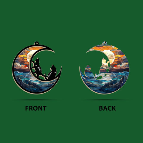 MAPrints Personalized Cat Christmas Ornaments, Cat First Christmas Suncatcher Wood Ornaments, Gifts for Cat Lovers, Cat Memorial Ornament, Forever Loved Cat Keepsake, Cat Loss Gifts (CAT 14)