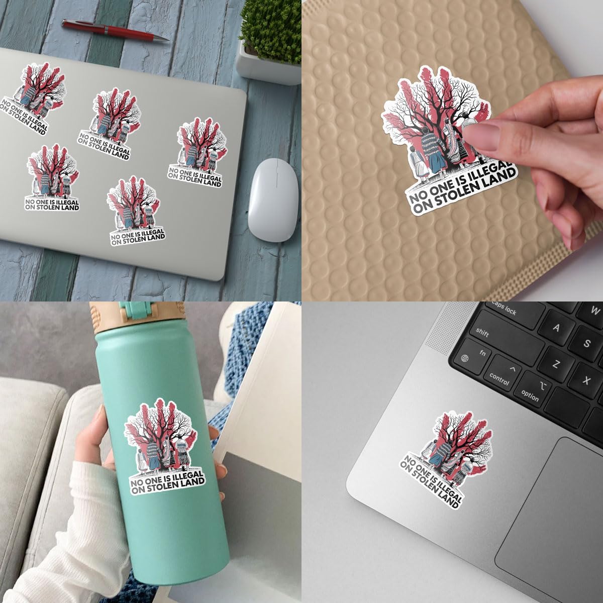 (3 Pcs) No One is Illegal On Stolen Land Sticker - Native American Decal, Indigenous Pride Bumper Sticker for Laptop, Water Bottle, Tumbler, Phone Case, Hard Hat, Helmet, Gifts 3"x3"