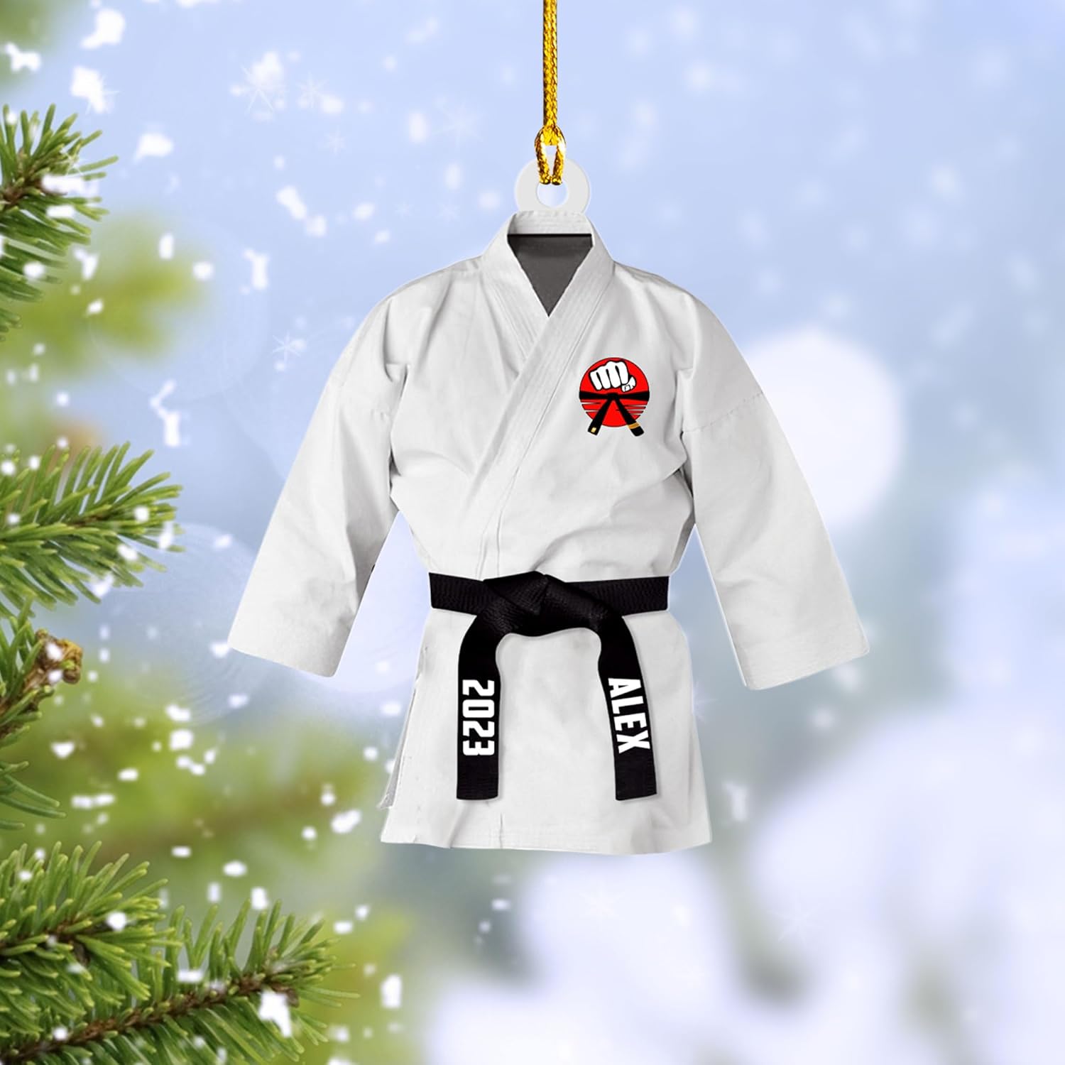 Artparel Personalized Karate Ornament Karate Uniform Ornaments Gifts for Karate Lovers Karate Gift Christmas Ornament 2024 Taekwondo Ornament Jiu Jitsu Ornament Gift for Karate (Karate 5)