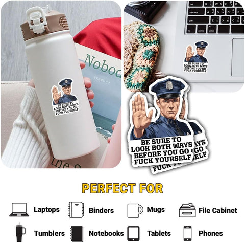 Be Sure to Look Both Ways Before You Go Fck Yourself 3" Sticker, Gift Be Sure to Look Both Ways Before You Go Fuck Yourself Stickers Adult Car Decal for Laptop Water Bottle Toolbox Phone Case