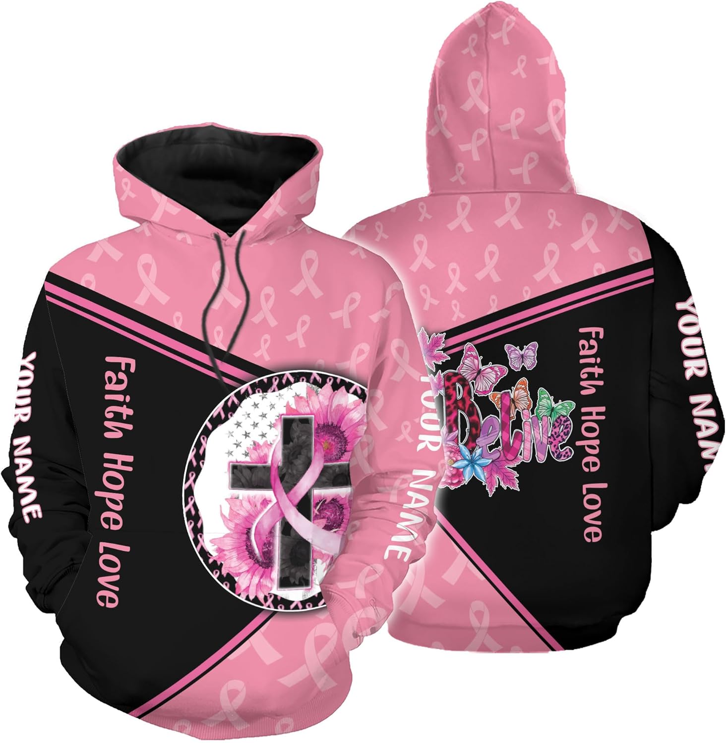 Mostprints Personalized Name Breast Cancer Shirts for Women 3D, Breast Cancer Shirt, Breast Cancer Gifts for Women S-5XL