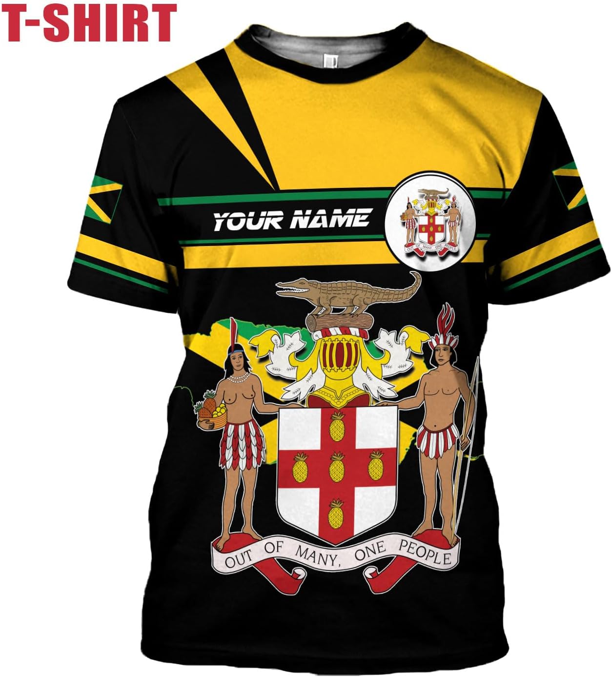 Ligthuy Personalized Jamaica Shirt 3D, Custom Jamaica Flag Lion Shirt for Men and Women, Jamaican Pride T-Shirt Unisex