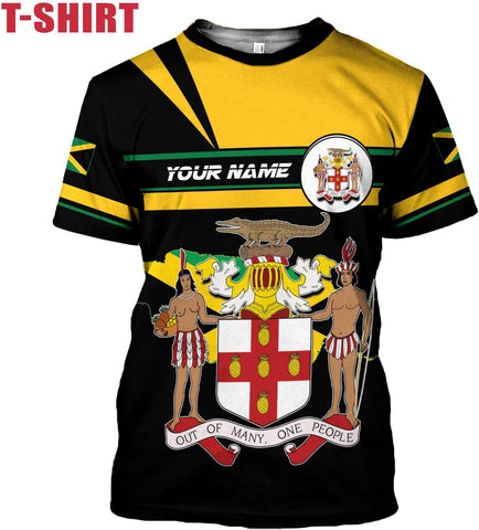 Ligthuy Personalized Jamaica Shirt 3D, Custom Jamaica Flag Lion Shirt for Men and Women, Jamaican Pride T-Shirt Unisex