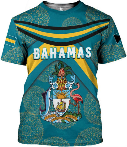 Artparel Personalized Bahamas Shirts 3D Bahamas T-Shirt Bahamas Shirts for Men Bahamas Souvenirs Shirts Bahamas Flag Shirts