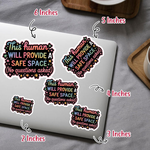 3 Pcs LGBTQ+ Safe Space Sticker, This Human Will Provide A Safe Space Sticker, You are Safe with Me Human Rights Stickers - Vinyl Sticker 3 Inches for Water Bottles Laptop Phone Car Ski Helmet