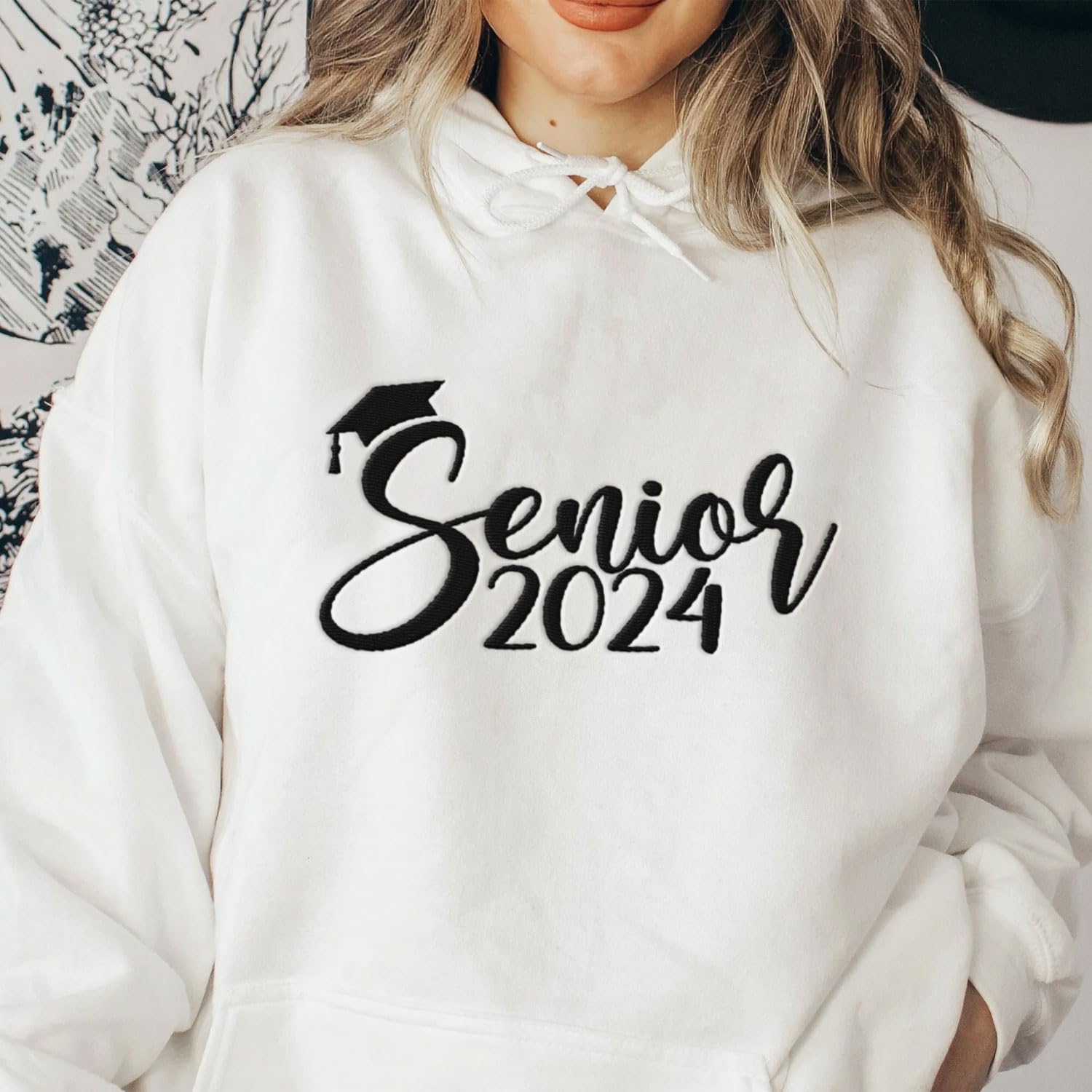 AOVL Personalized 2024 Embroidered Sweatshirt - Graduation Class Of 2024 Senior Class Embroidered Sweatshirt
