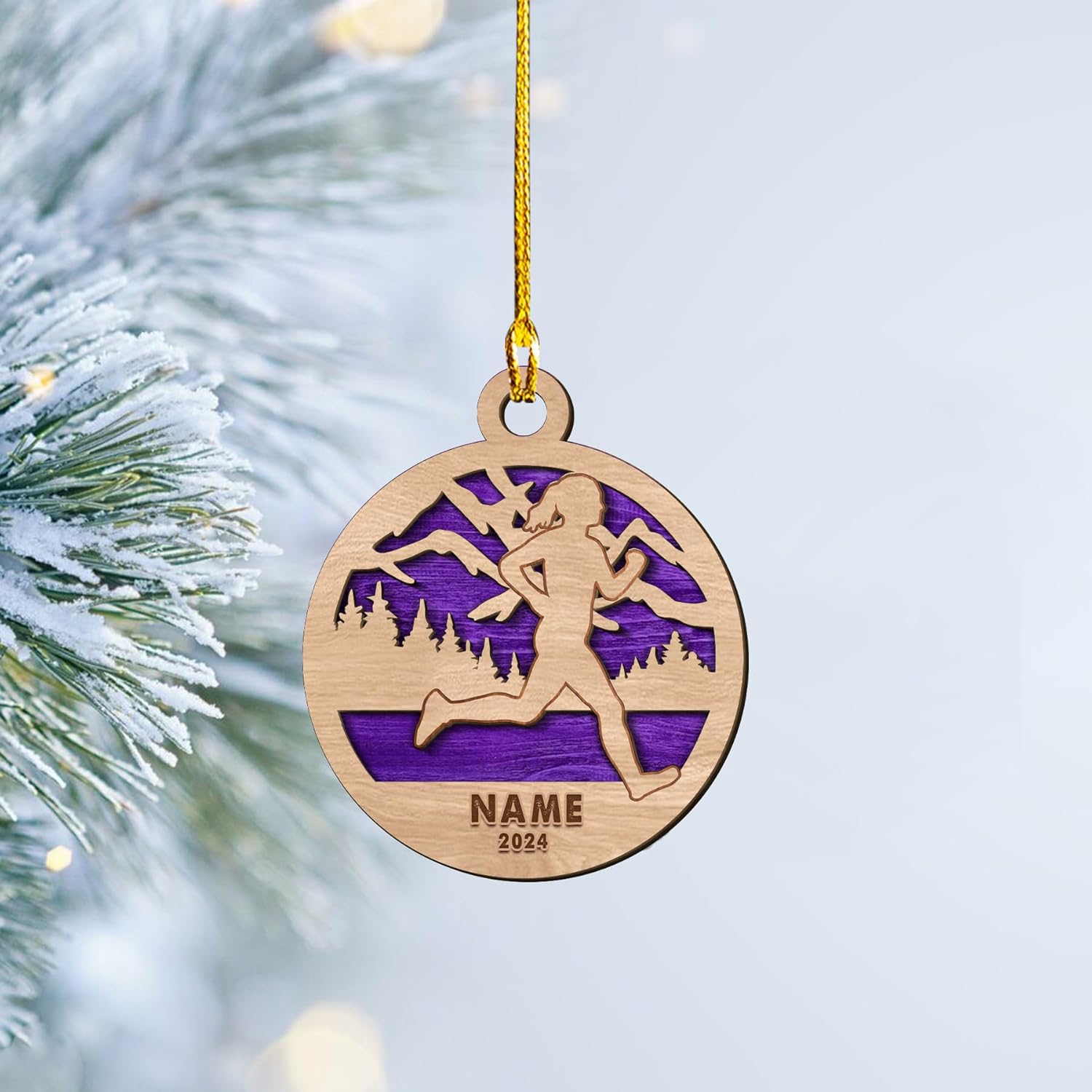 Personalized Runner Ornament, Custom Layer Ornament, Name Running Ornament, Runner Man Woman, Christmas Ornament for Running Lover, Girl Running Pendant, Half Marathon, Cross Country Gift (Style 9)