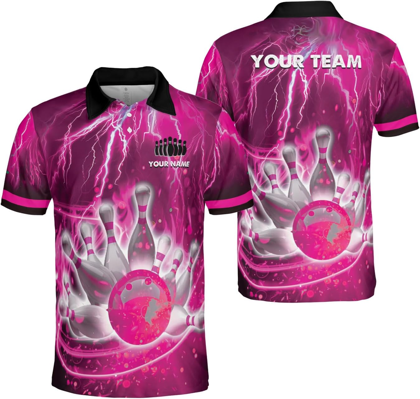 Mostprints Personalized Name Bowling Polo Shirts 3D for Men and Women, Bowling shirt, Bowling Shirts for Men Team Bowling Shirt