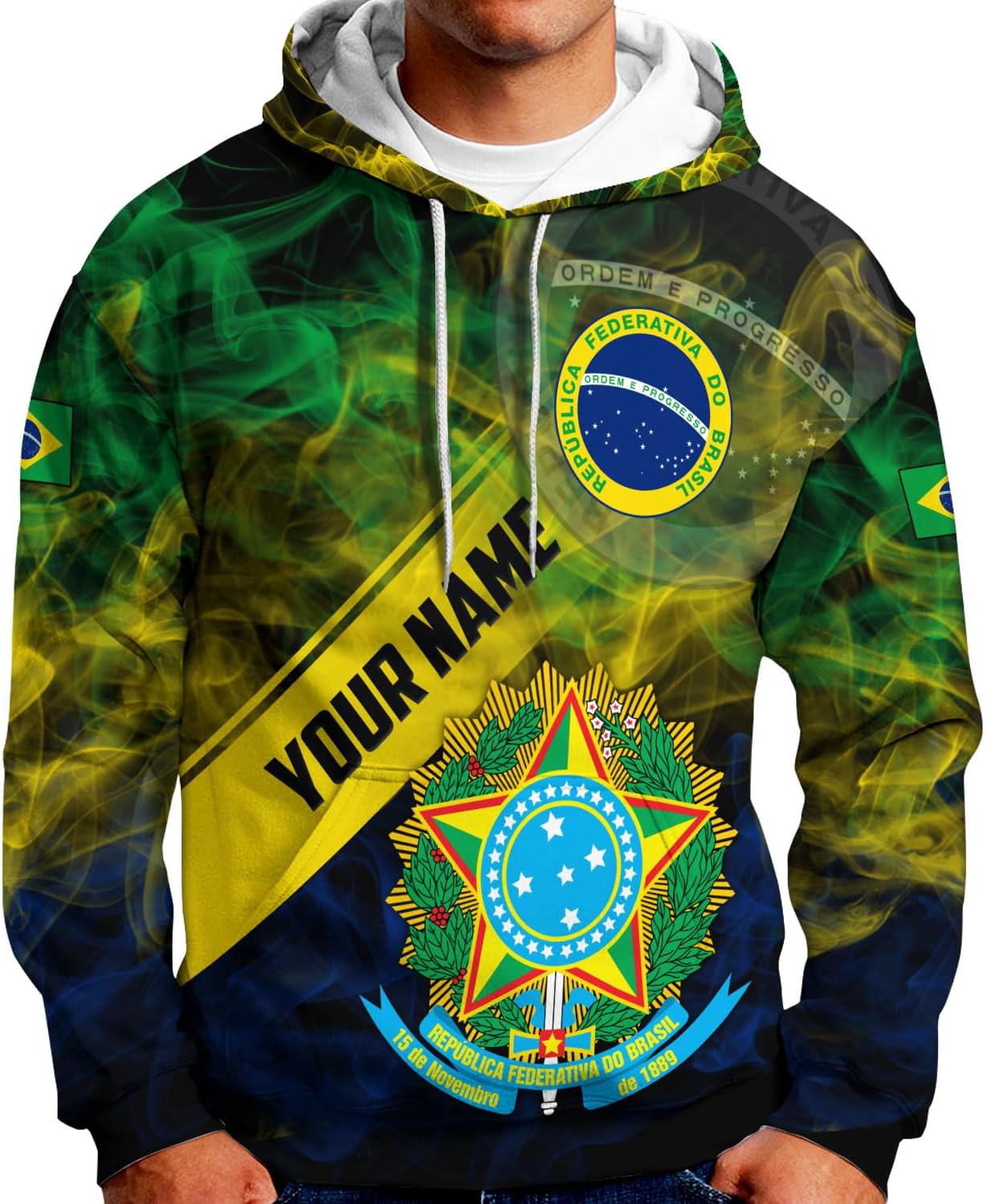 Mostprints Personalized Name Brazil Shirt 3D, Brasil Shirt Flag Custom Name Brazilian Shirt for Men and Women Unisex S-5XL