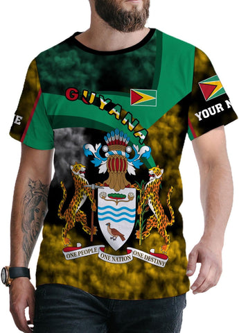 Rivelus Personalized Name 3D Shirt, Guyana Tshirt for Men Women, Guyanese Flag Pride Shirts, Guyana Gift S-5XL