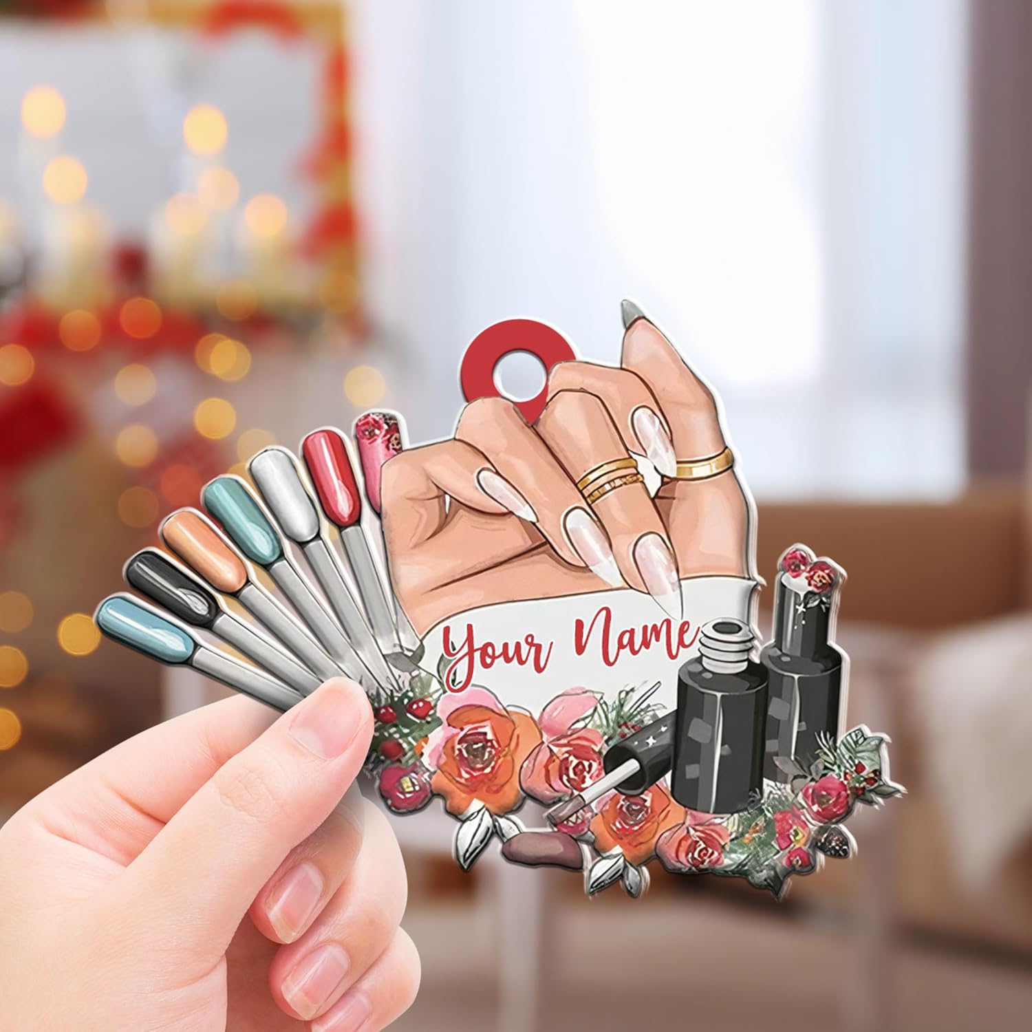 AOVL Personalized Nail Ornament,Nail Technician Ornament, Nail Technician Ornaments, Makeup Ornaments Makeup Christmas Ornament, Nail tech Gifts, Nail Technician Gifts (Nail 8)