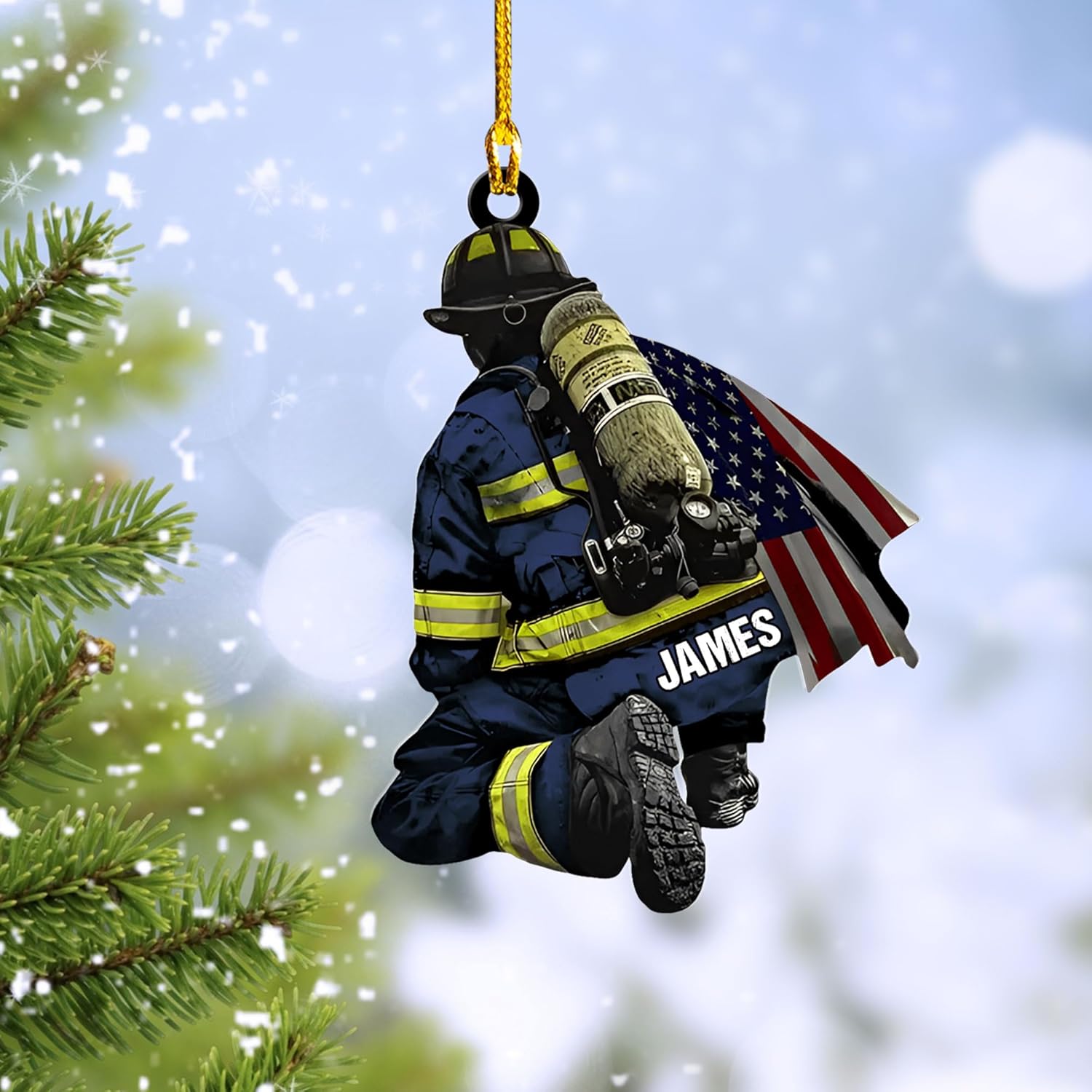 Suseaz Personalized Firefighter Uniform Ornament Firefighter Gifts for Men Firefighter Ornaments for Christmas Tree Firefighter Gifts for Men Firefighter Gifts Xmas (FF13)