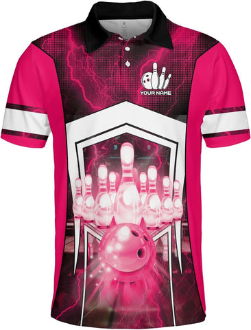 Custom Bowling Polo Shirt Personalized 3D Team Name Bowling Shirts for Men Women Jersey Unisex Bowler Short Sleeve Gift Tee