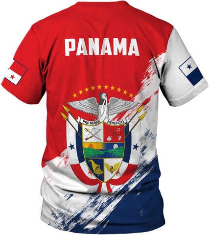 Custom Panama Shirts for Men 3D Panama Coat of Arms Shirts Panamanian Flag Pride Shirts Panama Hombres Camisa Men Women