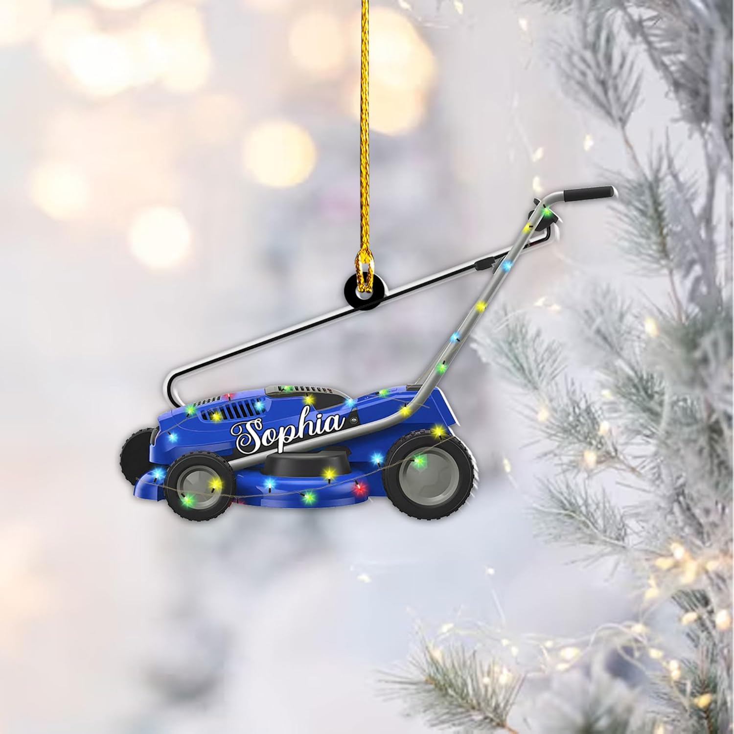 Personalized Lawn Mowers Christmas Ornaments 2024, Push Mower Ornament, Lawnmower Acrylic Wood 2D Flat Ornaments, Riding Lawn Mower Christmas Tree Decorations, Large Lawn Ornaments for Xmas (GLM 3)