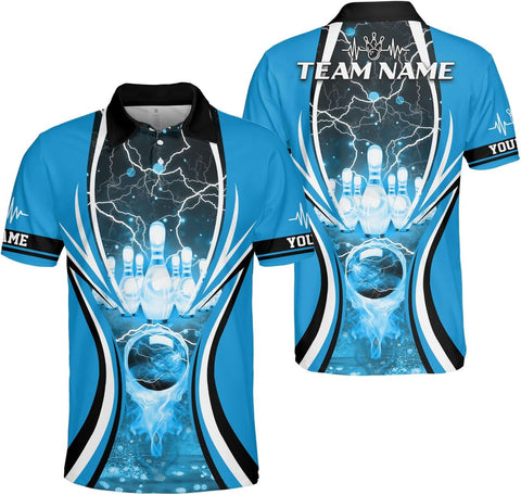 Ligthuy Personalized Name Bowling Polo Shirts 3D for Men and Women, Bowling Shirt, Bowling Shirts for Men Team Bowling Shirt