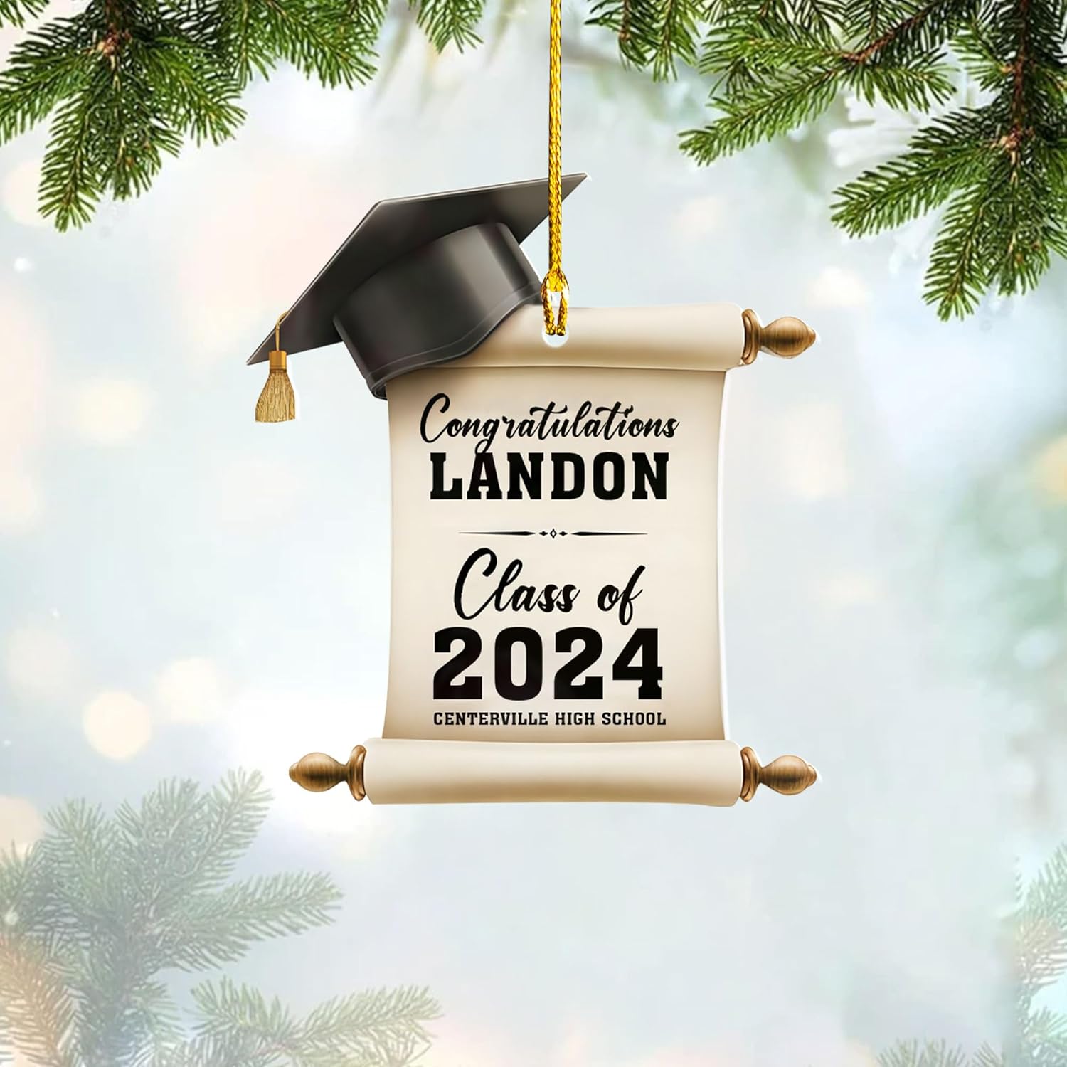 Personalized Graduation Ornaments Class of 2024, Graduation Ornament 2024 2025, Graduation Gown High School Senior Year Christmas Ornament 2025, College Grad Congratulations Graduated Gifts