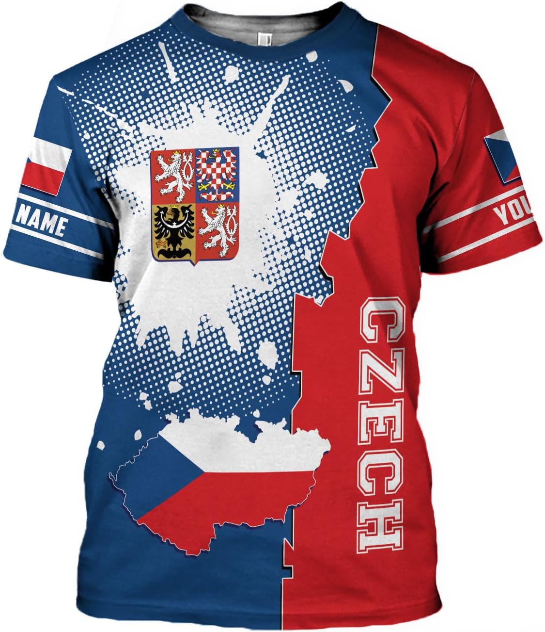 Personalized Czech Shirts 3D, Czechoslovakian T-Shirts, Czech Republic Flag Pride Shirt Unisex, Gifts for Czechs (CZ 3)