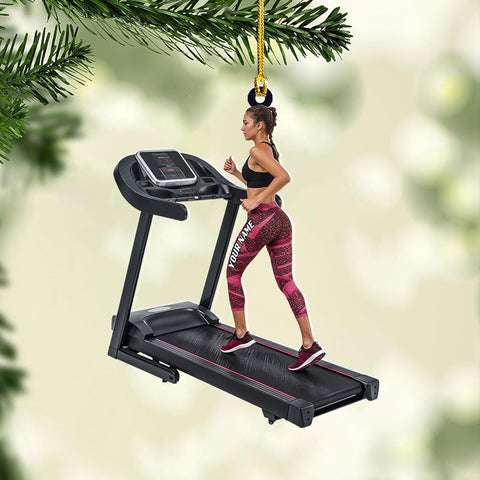 AOVL Custom Treadmill Ornament Tread Mill Ornament for Christmas Xmas Tree Exercise Treadmill for Gymer Fitness Treadmill Exercise Ornament Gift for Weightlifter Fitness Weightlifting Gym (TE4)