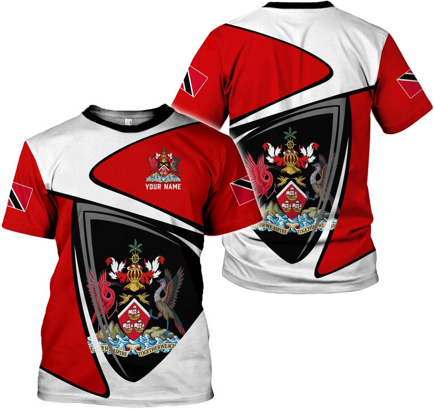 Artparel Personalized Trinidad and Tobago Shirt Trinidad and Tobago Coat of Arms Flag ShirtsTrinidad and Tobago Crest