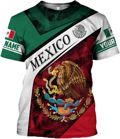 Mostefy Personalized Name Mexican Shirts 3D Customized Mexico Shirt US Flag, Mexican Shirts for Women Unisex