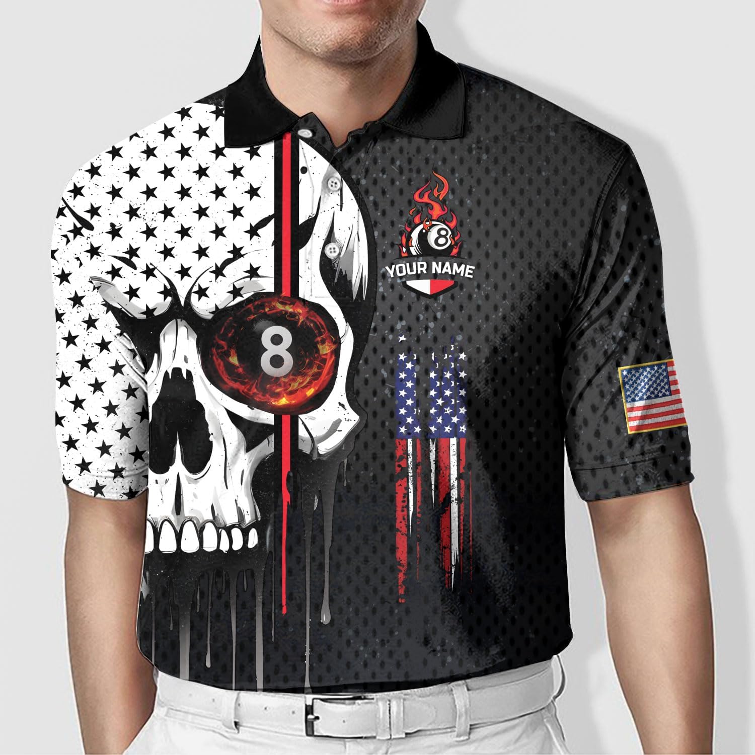 Customized Name Billiards Polo Shirts for Billiard Team, 8 Ball Pool 3D Shirt Gifts for Pool Players Men & Women