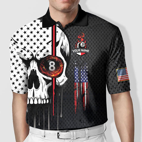 Customized Name Billiards Polo Shirts for Billiard Team, 8 Ball Pool 3D Shirt Gifts for Pool Players Men & Women