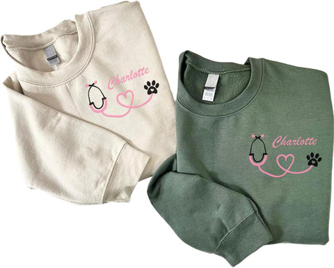 Personalized Veterinarian Embroidered Sweatshirt, Custom Vet Tech Shirt, Veterinary Technician Week Gifts, Veterinary Gifts