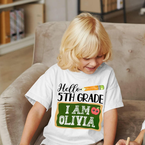 Vybonz Personalized First Day of Kindergarten Shirt, Back to School Shirts for Girl Boy Crush Kindergarten Shirts
