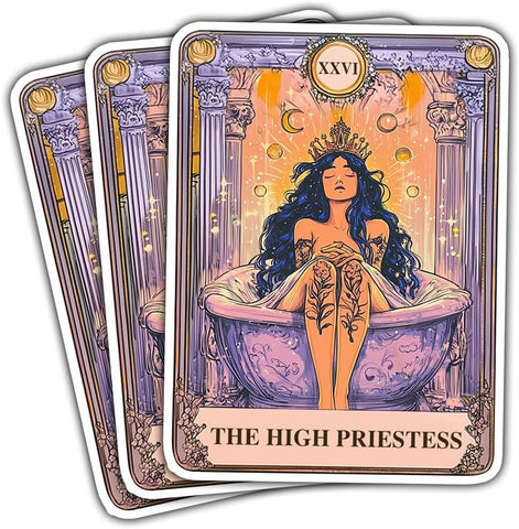 3 Pcs The High Priestess Tarot Card Sticker, Tarot Stickers, Witchy Stickers for Kindle, Bookish Stickers for Kindle - Vinyl Decal 3 Inches for Water Bottles Laptop Phone Car Hard Hat Helmet Coworker