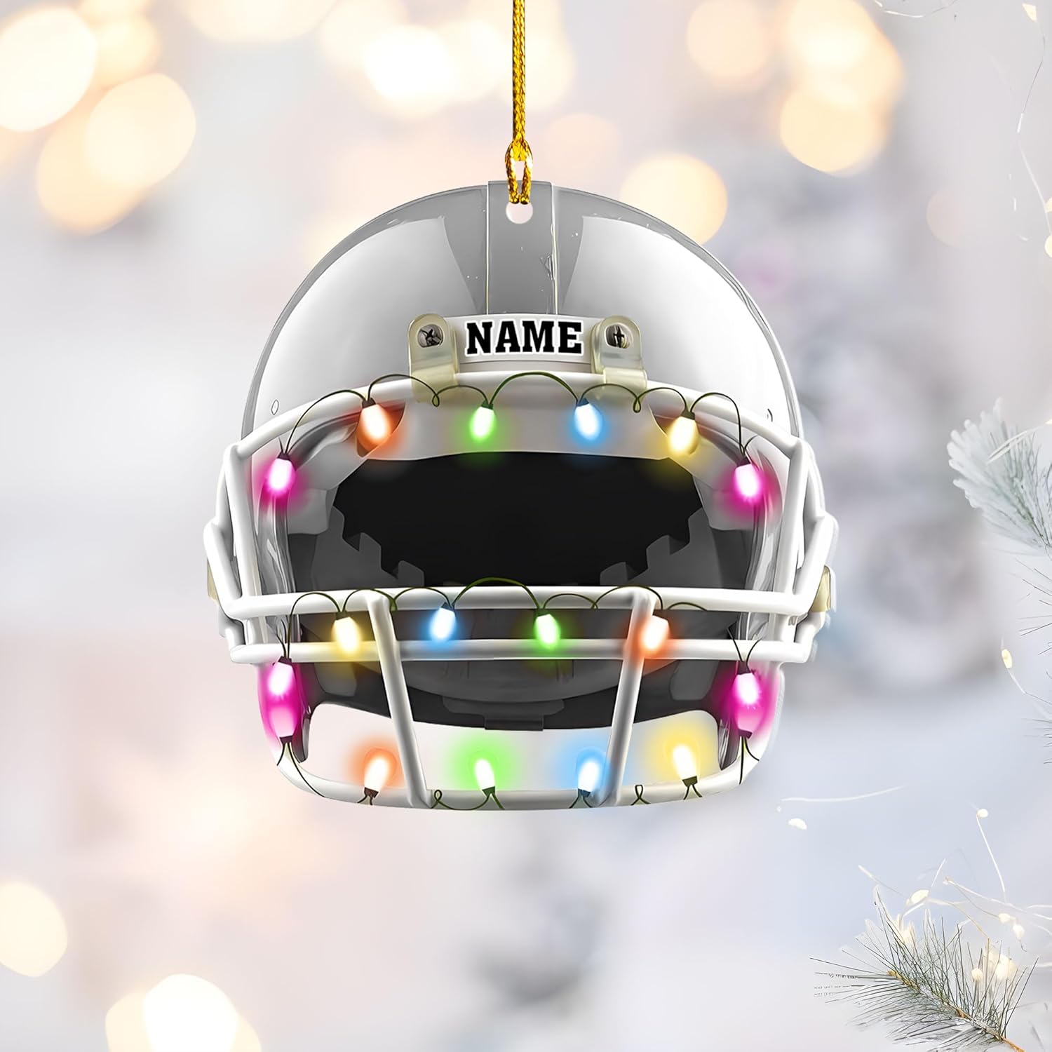 Personalized Name Football Ornaments 2024, Customized Football Christmas Ornaments Wood Ornament Christmas Tree Hanging Ornament Pine Tree Decorations for Kid Couple Friends Family (Football 1)