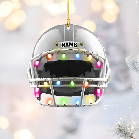 Personalized Name Football Ornaments 2024, Customized Football Christmas Ornaments Wood Ornament Christmas Tree Hanging Ornament Pine Tree Decorations for Kid Couple Friends Family (Football 1)