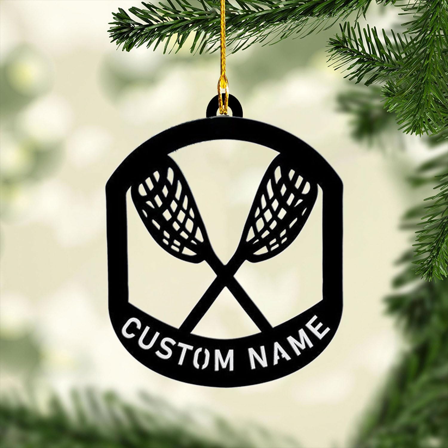 HomeDesign Personalized Lacrosse Ornament, Lacrosse Amor Shape Flat Ornament, Lacrosse Helmet Ornaments, Gifts for Lacrosse Lovers, Lacrosse Players, Lacrosse Christmas Ornament (LA 15)