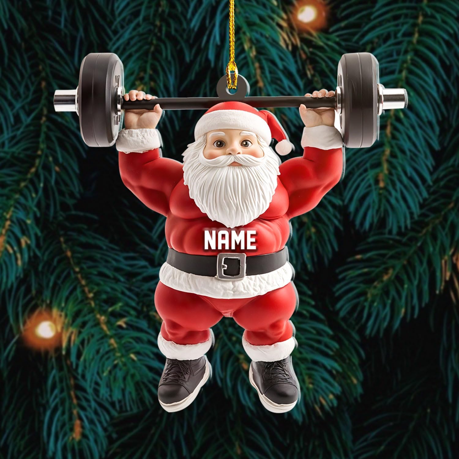 AOVL Personalized Weight Plate Ornament Weight Ornament Fitness Gift for Gym Ornament Merry Liftmas Christmas Hanging Ornaments Weight Plates Ceramic Ornament (DF11)