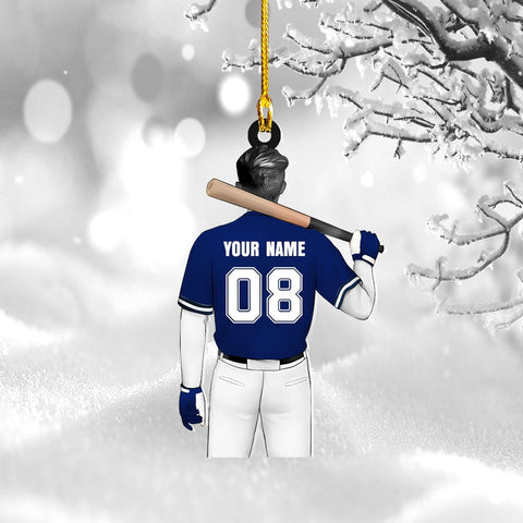 Artparel Personalized Baseball Ornament Christmas Tree Decoration Custom Baseball Christmas Ornament 2D Shape Flat Baseball Lover Gifts Beginner Baseball Players Ornament Gift (BB 4)