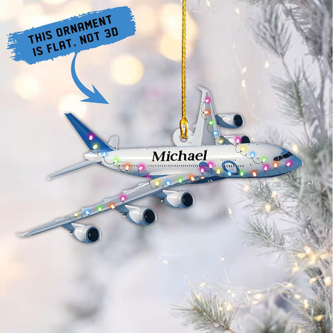 Personalized Airplane Christmas Ornaments 2024, Pilot Christmas Tree Ornament, Travel Ornaments, Airplane 2D Flat Shape Ornament, Airplane Lovers Keepsake, for Pilots (Airplane 2)