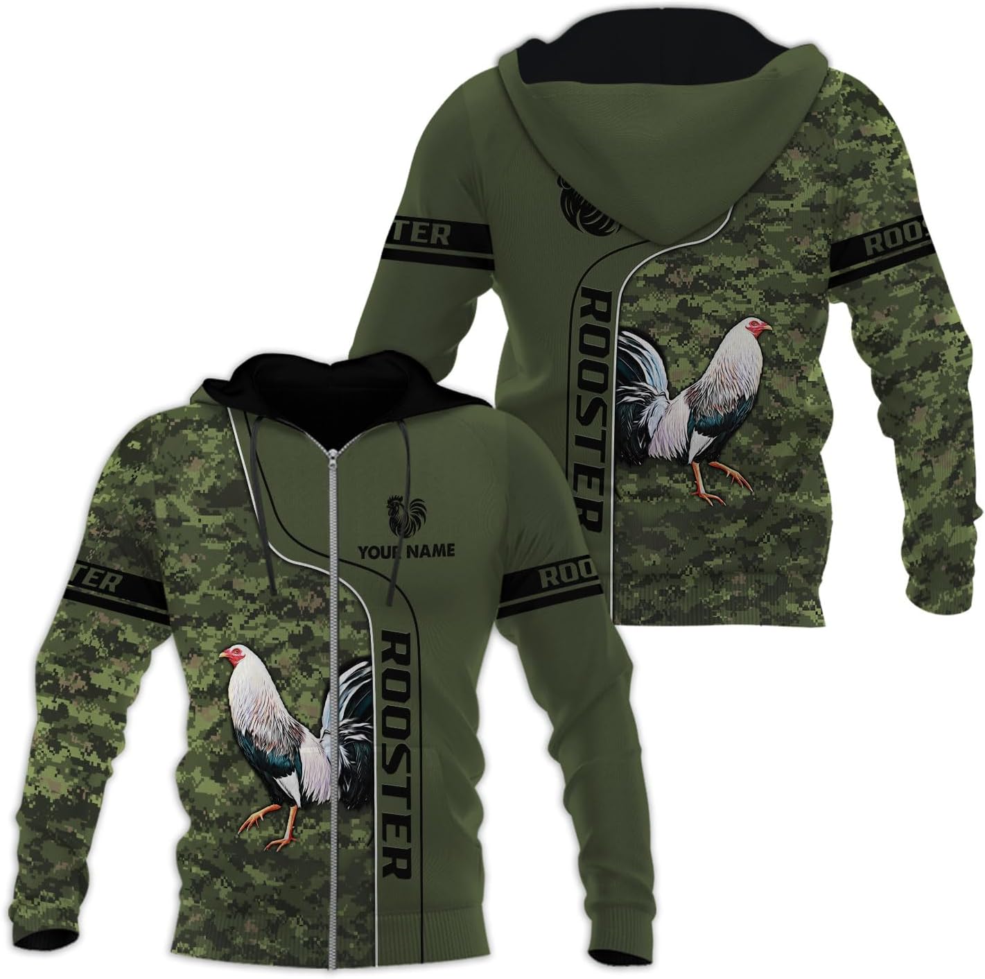 Mostefy Personalized Name Rooster Hoodie 3D, Gallos De Pelea, Chicken Sweatshirt, Chicken Hoodie for Men and Women S-5XL
