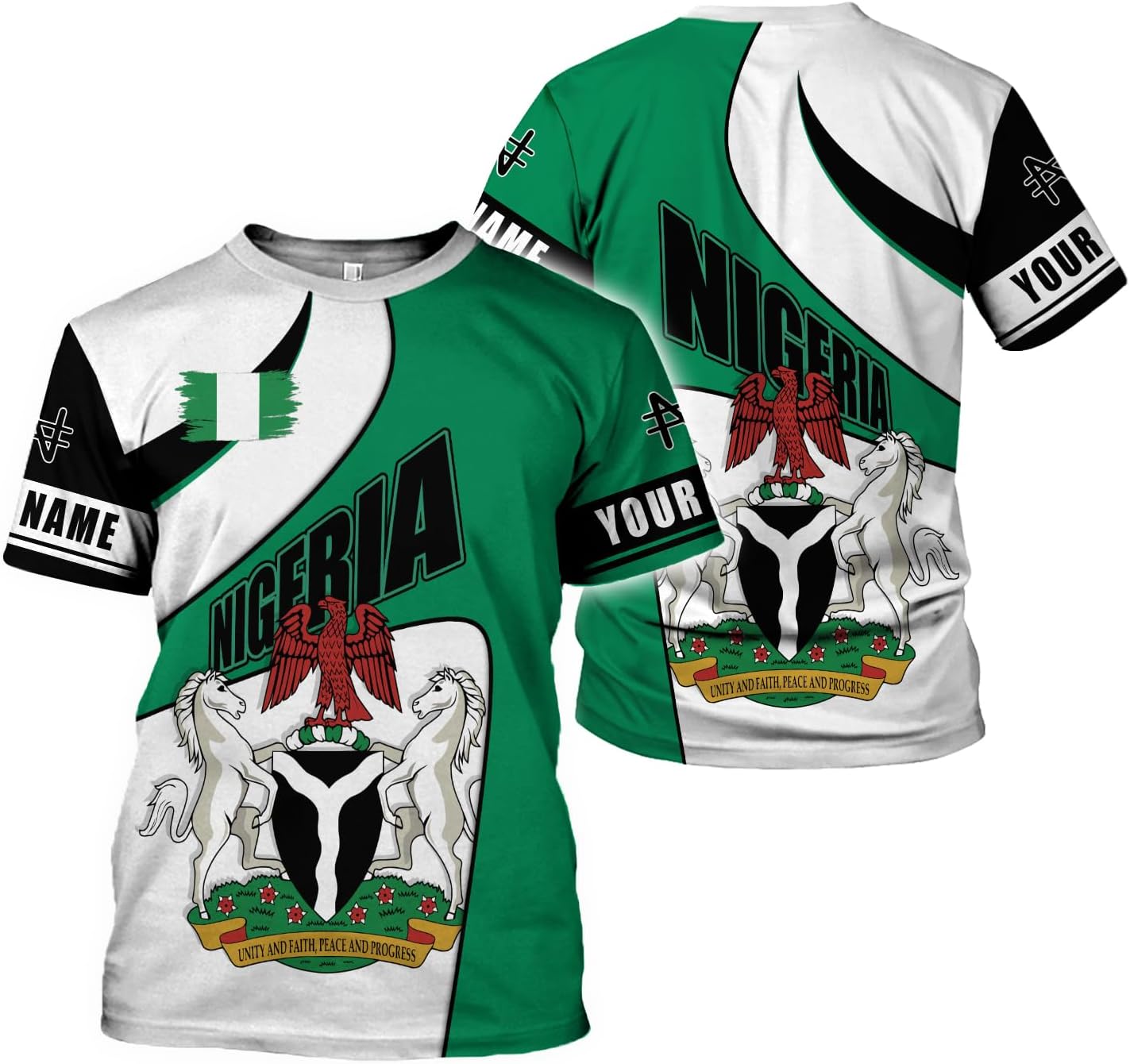 AOVL Personalized Nigeria Shirts Nigerian Flag Shirts Nigeria Flag Nigerian Pride Gift T-Shirt Nigerian Pride Shirt 3D S-5XL