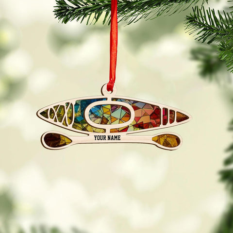 AOVL Personalized Kayak Ornament Lake Kayaking Board Ornament Kayak Gift for Christmas Tree Kayaking Christmas Ornament Kayaking Gifts Ornaments (Kayak 8)