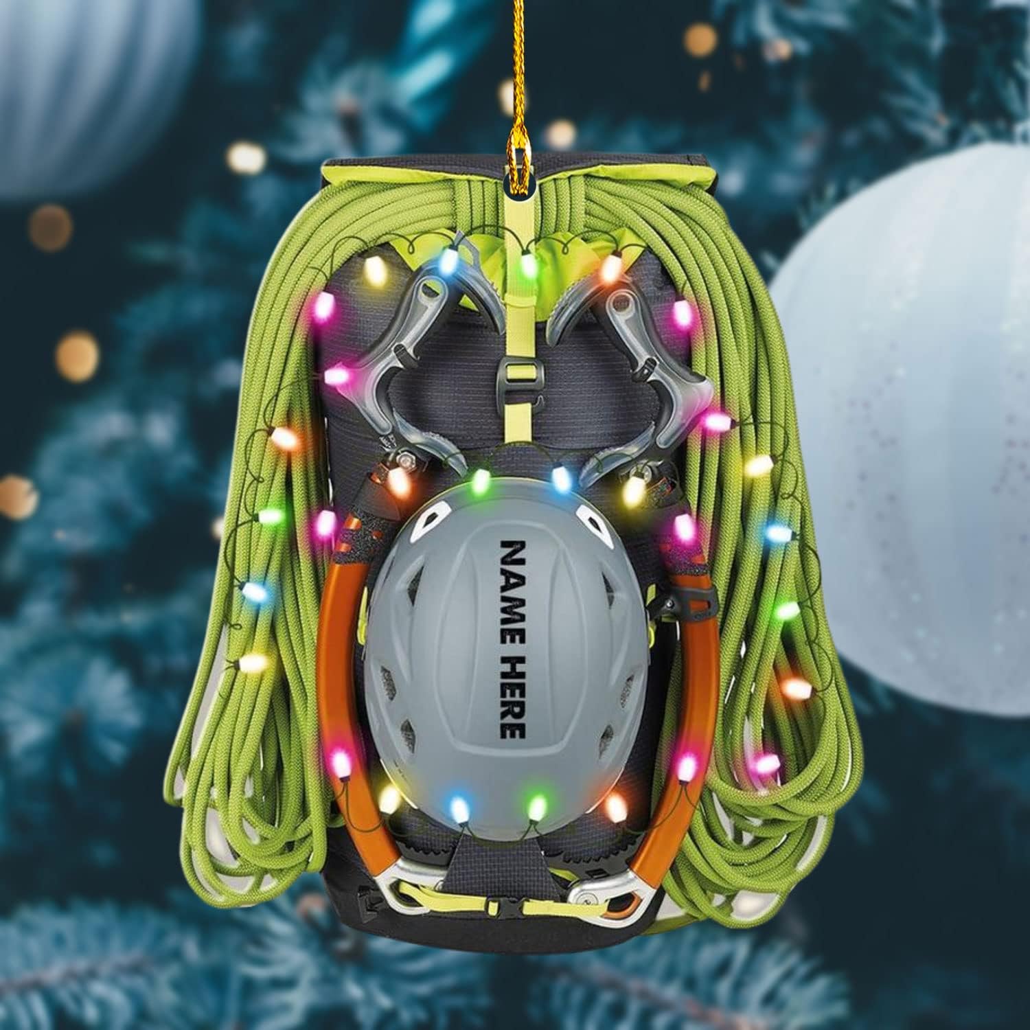 HomeDesign Personalized Rock Climbing Ornaments Custom Climbing Ornament Rock Climber Ornament, Mountain Climbing Bag, Climber Gift Bouldering Gifts Workout Ornament Christmas Tree Hanging Ornament 2