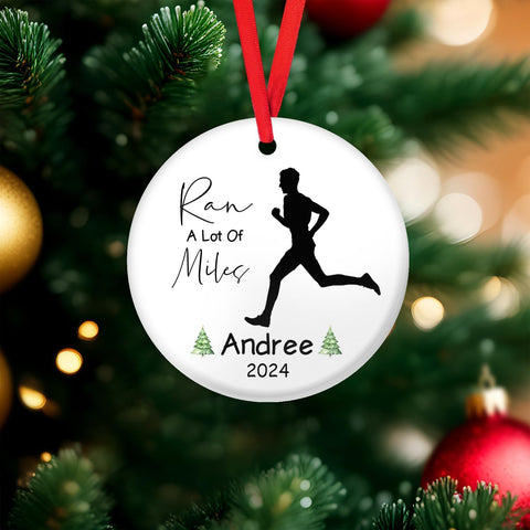 Personalized Running Ornament, Half Marathon Runner Ornament, Cross Country Christmas Ornament, Track and Field Christmas Ornaments for Runners Girl Shoes Ornament Gift for Athletes Running Man (RN20)