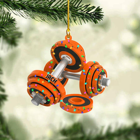 AOVL Personalized Weight Plate Ornament Weight Ornament Fitness Gift for Gym Ornament Merry Liftmas Christmas Hanging Ornaments Weight Plates Ceramic Ornament (DF1)